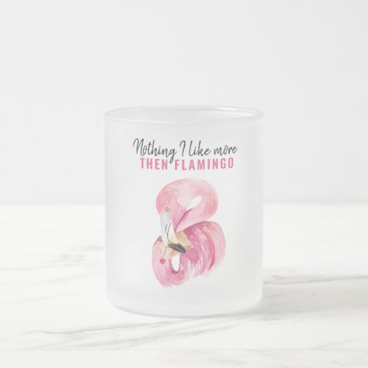 Moderne exotische roze Waterverf Flamingo Gift Matglas Koffiemok (Center)