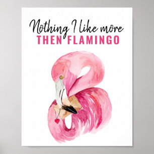 Moderne exotische roze Waterverf Flamingo Gift Poster