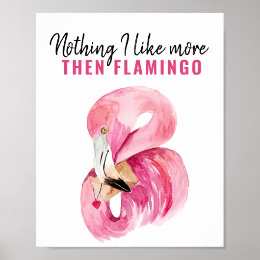 Moderne exotische roze Waterverf Flamingo Gift Poster (Voorkant)