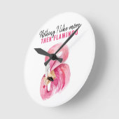 Moderne exotische roze Waterverf Flamingo Gift Ronde Klok (Hoek)