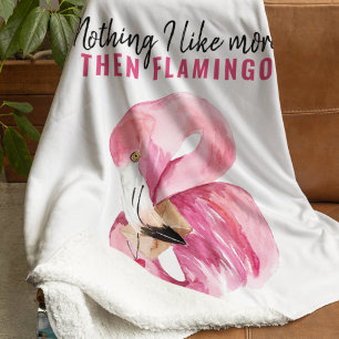 Moderne exotische roze Waterverf Flamingo Gift Sherpa Deken