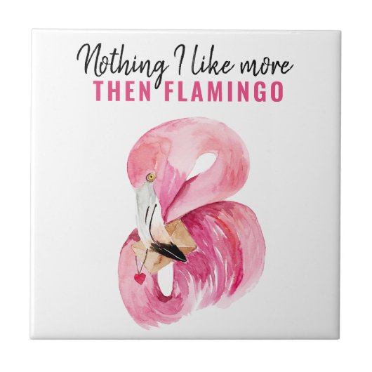 Moderne exotische roze Waterverf Flamingo Gift Tegeltje (Voorkant)
