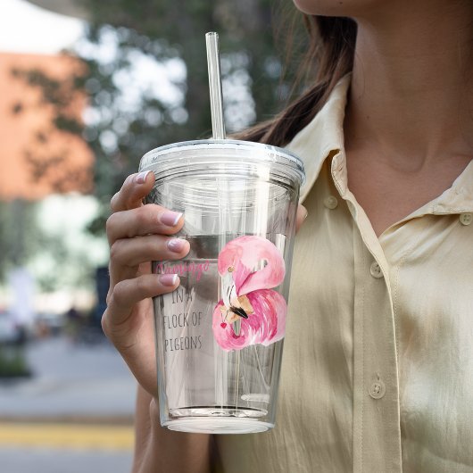 Moderne exotische roze Waterverf flamingo met cita Acryl Drinkbeker