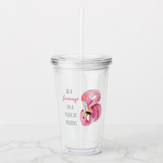 Moderne exotische roze Waterverf flamingo met cita Acryl Drinkbeker (Voorkant)