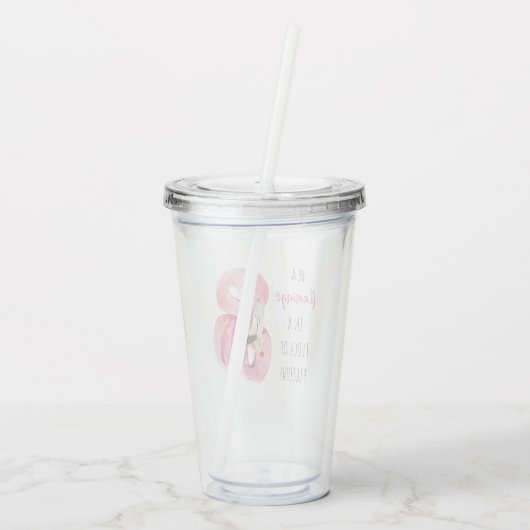 Moderne exotische roze Waterverf flamingo met cita Acryl Drinkbeker (Achterkant)