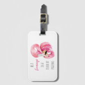 Moderne exotische roze Waterverf flamingo met cita Bagagelabel (Voorkant (verticaal))
