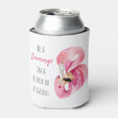 Moderne exotische roze Waterverf flamingo met cita Blikjeskoeler (Blikje Voorkant)