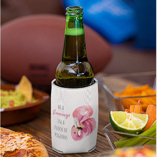 Moderne exotische roze Waterverf flamingo met cita Blikjeskoeler