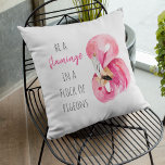 Moderne exotische roze Waterverf flamingo met cita Buitenkussen<br><div class="desc">Moderne exotische roze Waterverf flamingo met citaat</div>
