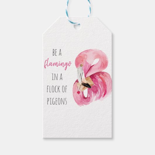Moderne exotische roze Waterverf flamingo met cita Cadeaulabel (Voorkant)