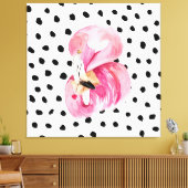 Moderne exotische roze Waterverf flamingo met cita Canvas Afdruk (Insitu (Woonkamer))