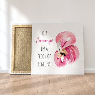 Moderne exotische roze Waterverf flamingo met cita Canvas Afdruk