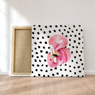 Moderne exotische roze Waterverf flamingo met cita Canvas Afdruk