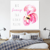 Moderne exotische roze Waterverf flamingo met cita Canvas Afdruk (Insitu (Slaapkamer))