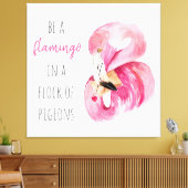 Moderne exotische roze Waterverf flamingo met cita Canvas Afdruk (Insitu (Woonkamer))