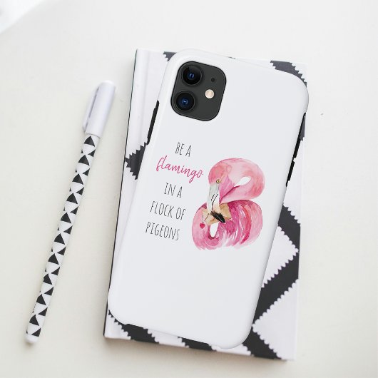 Moderne exotische roze Waterverf flamingo met cita Case-Mate iPhone Case