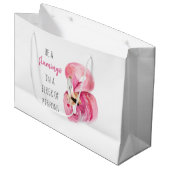 Moderne exotische roze Waterverf flamingo met cita Groot Cadeauzakje (Voorkant Gekanteld)