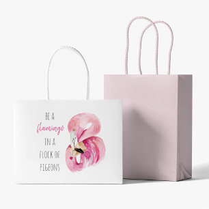 Moderne exotische roze Waterverf flamingo met cita Groot Cadeauzakje