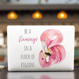Moderne exotische roze Waterverf flamingo met cita HP Laptopsticker
