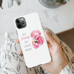 Moderne exotische roze Waterverf flamingo met cita iPhone 11Pro Max Hoesje<br><div class="desc">Moderne exotische roze Waterverf flamingo met citaat</div>