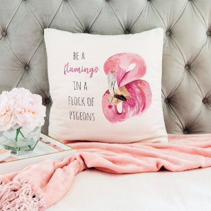 Moderne exotische roze Waterverf flamingo met cita Kussen