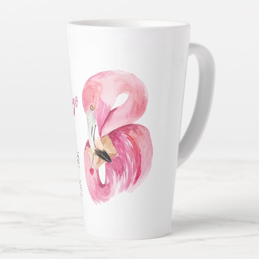 Moderne exotische roze Waterverf flamingo met cita Latte Mok (Rechterhoek)