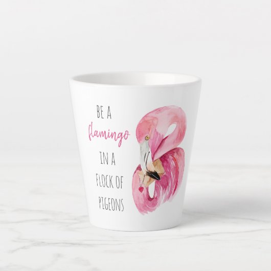 Moderne exotische roze Waterverf flamingo met cita Latte Mok (Voorkant)
