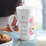 Moderne exotische roze Waterverf flamingo met cita Latte Mok<br><div class="desc">Moderne exotische roze Waterverf flamingo met citaat</div>