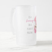 Moderne exotische roze Waterverf flamingo met cita Matglas Bierpul (Voorkant links)