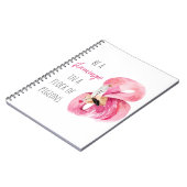 Moderne exotische roze Waterverf flamingo met cita Notitieboek (Linkerzijde)