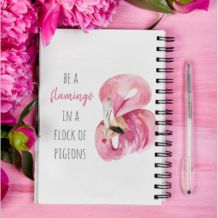 Moderne exotische roze Waterverf flamingo met cita Notitieboek