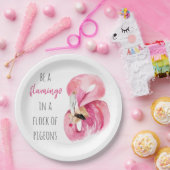Moderne exotische roze Waterverf flamingo met cita Papieren Bordje (Feest)