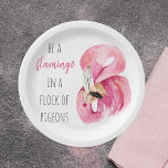 Moderne exotische roze Waterverf flamingo met cita Papieren Bordje<br><div class="desc">Moderne exotische roze Waterverf flamingo met citaat</div>