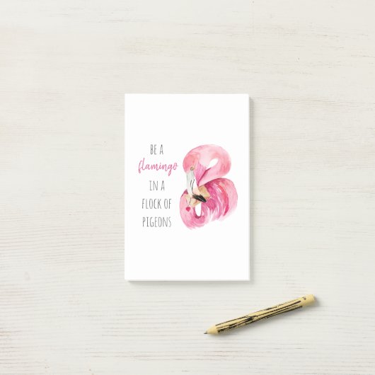 Moderne exotische roze Waterverf flamingo met cita Post-it® Notes (Op bureau)