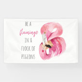 Moderne exotische roze Waterverf flamingo met cita Spandoek (Horizontaal)