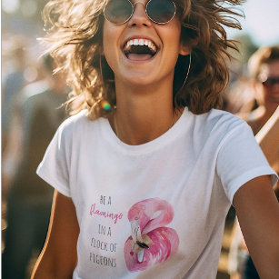 Moderne exotische roze Waterverf flamingo met cita T-shirt