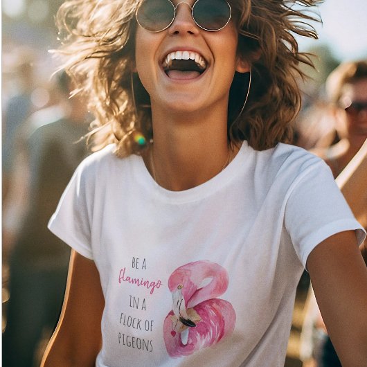 Moderne exotische roze Waterverf flamingo met cita T-shirt