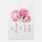 Moderne exotische roze Waterverf flamingo met cita Theedoek (Verticaal)