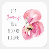 Moderne exotische roze Waterverf flamingo met cita Vierkante Sticker (Voorkant)