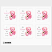 Moderne exotische roze Waterverf flamingo met cita Vierkante Sticker (Vel)