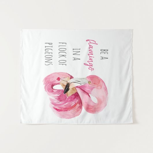 Moderne exotische roze Waterverf flamingo met cita Wandkleed (Voorkant (horizontaal))