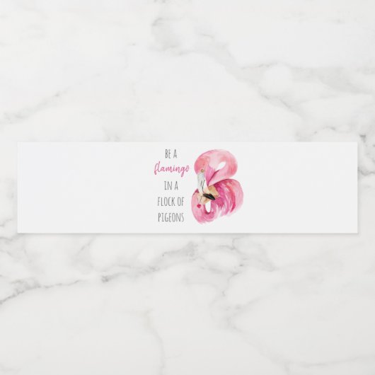 Moderne exotische roze Waterverf flamingo met cita Waterfles Etiket (Enkel label)