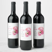 Moderne exotische roze Waterverf flamingo met cita Wijn Etiket (Flessen)