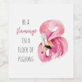 Moderne exotische roze Waterverf flamingo met cita Wijn Etiket (Enkel label)