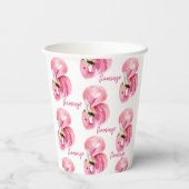 Moderne exotische roze Waterverf Flamingo patroon Papieren Bekers (Achterkant)