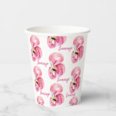 Moderne exotische roze Waterverf Flamingo patroon Papieren Bekers (Voorkant)