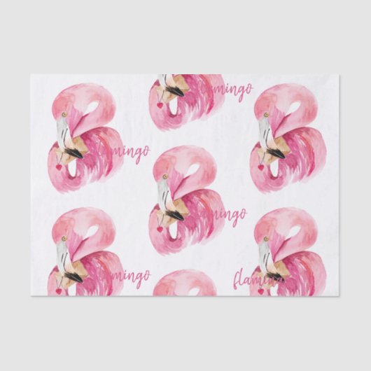 Moderne exotische roze Waterverf Flamingo patroon Tissuepapier (Voorkant)