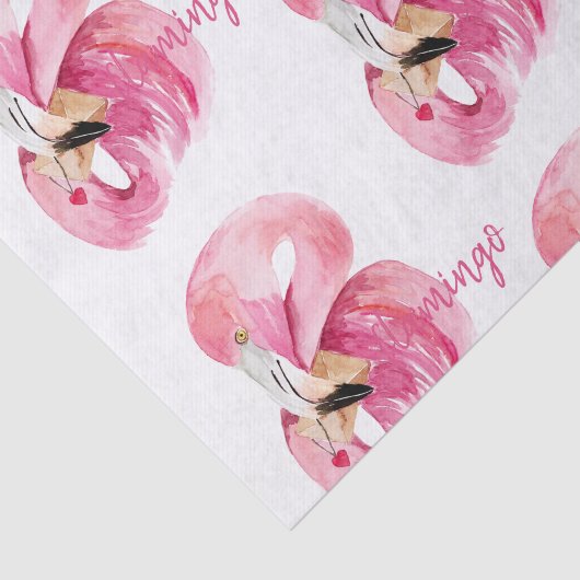 Moderne exotische roze Waterverf Flamingo patroon Tissuepapier (Detail)