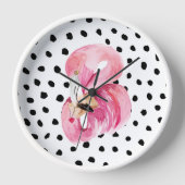 Moderne exotische roze Waterverf Flamingo & Stippe (Voorkant)