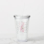 Moderne exotische roze Waterverf Flamingo & Stippe Acryl Drinkbeker (Achterkant)